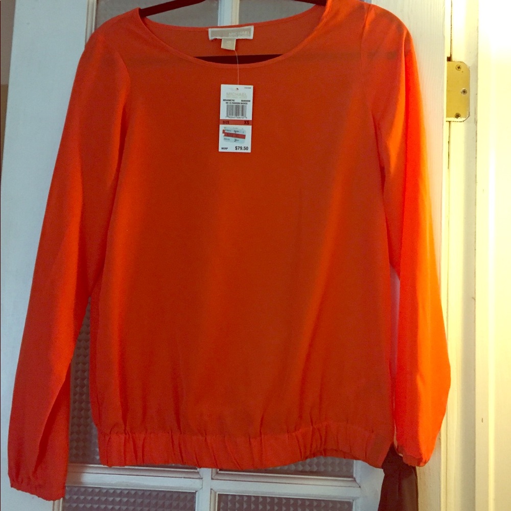 MK. XS. Bright orange. Top with brown waist tie